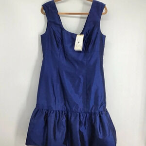 Marisa Baratelli 100% Thai Silk Party Semi Formal Cobalt Blue Dress Size 12 NWT
